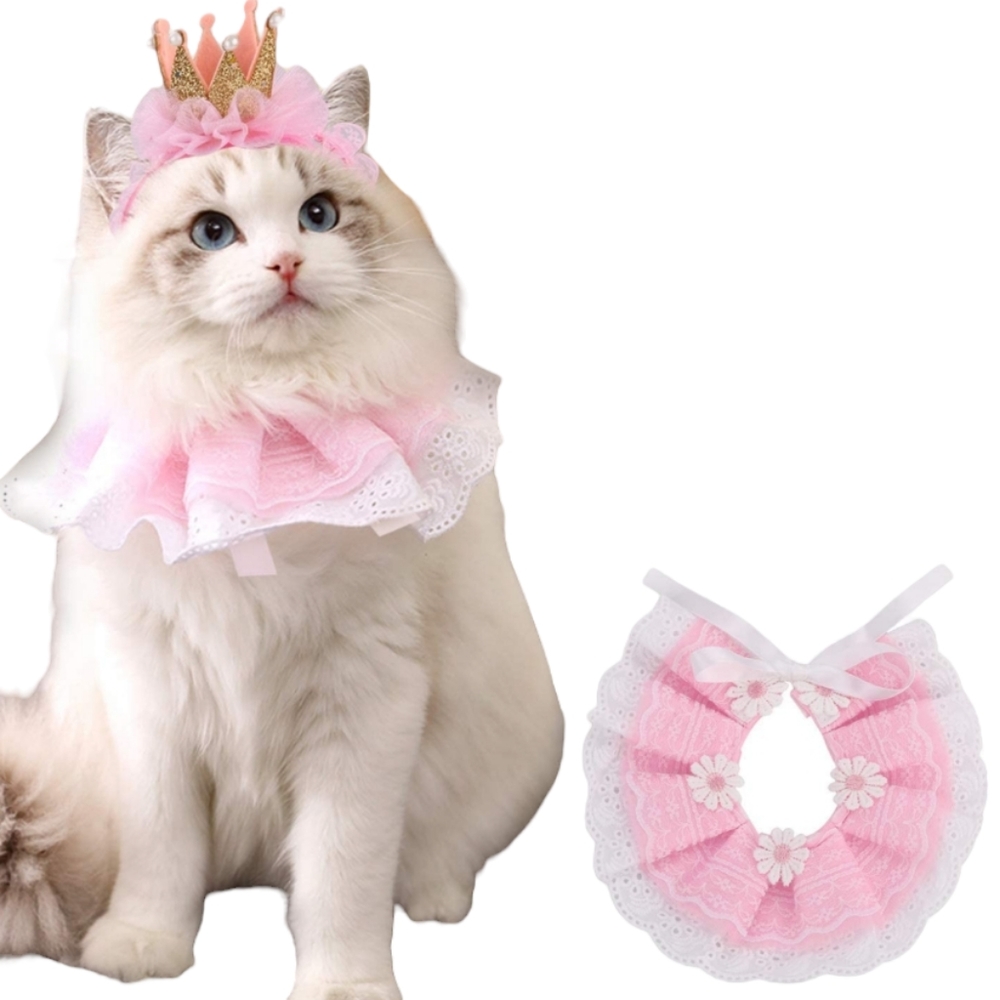 🎀Host Pick🎀 Cat or Small Dog Pink Ruffled Collar with Flowers New In Package